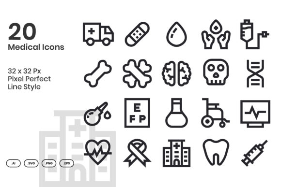 20 Medical Icons - Line: A Versatile Design Set