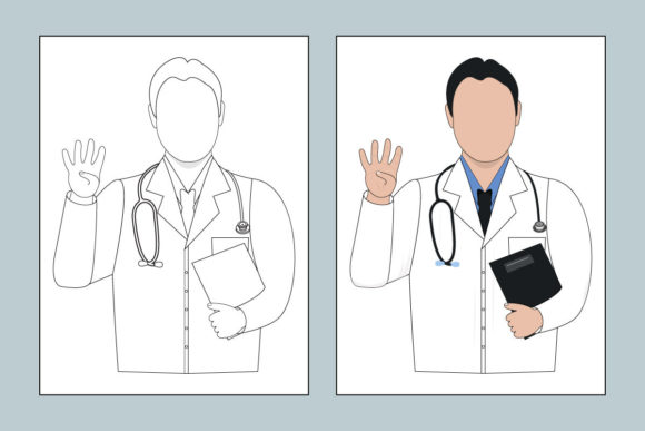 Medical Doctor Line Art for Embroidery