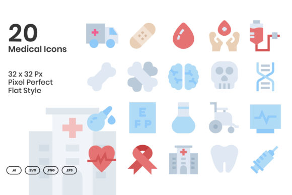 Review of 20 Medical Icons - Flat for Embroidery